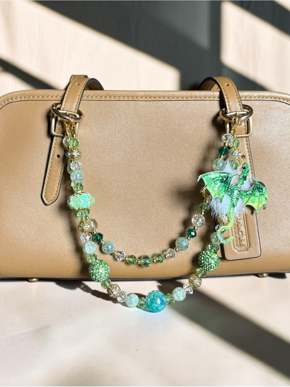Green Dragon Beaded Bag Charm
